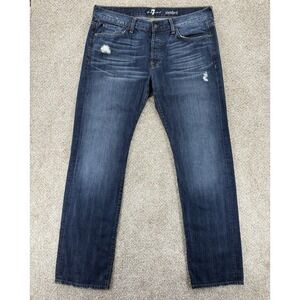 7 For All Mankind Jeans Mens 36 (Fits 38x35) Standard Straight Distressed Detail